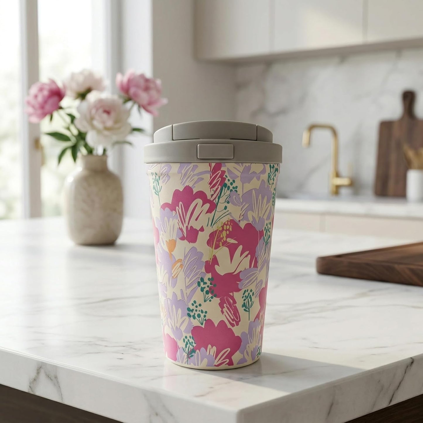 Insulated Coffee Mug for Travel Spill & Leak Proof Stainless Steel Coffee Tumbler Reusable Coffee Cup with Lid Purple 13OZ
