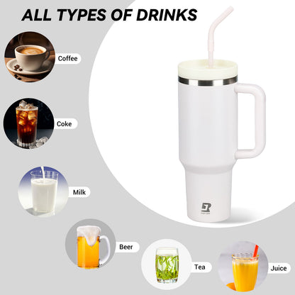 40oz Insulated Tumbler with Straw and Lid, Double-Wall Vacuum Stainless Steel Water Bottle, Keeps Drinks Hot and Cold for Hours, Travel Mug for Coffee Tea Water