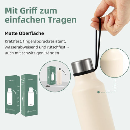 Insulated Stainless Steel Bottle Leakproof Thermal Flask 580 ml for Men Women Cream