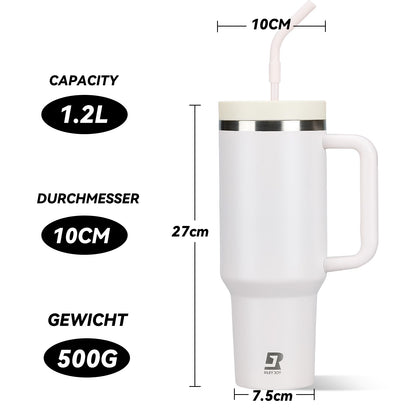 40oz Insulated Tumbler with Straw and Lid, Double-Wall Vacuum Stainless Steel Water Bottle, Keeps Drinks Hot and Cold for Hours, Travel Mug for Coffee Tea Water