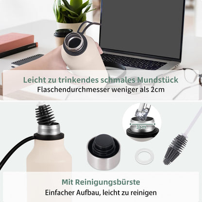 Insulated Stainless Steel Bottle Leakproof Thermal Flask 580 ml for Men Women Cream