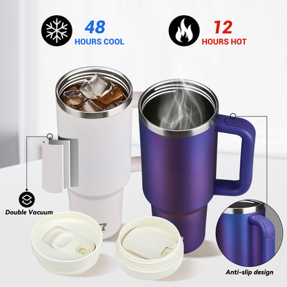 40oz Insulated Tumbler with Straw and Lid, Double-Wall Vacuum Stainless Steel Water Bottle, Keeps Drinks Hot and Cold for Hours, Travel Mug for Coffee Tea Water