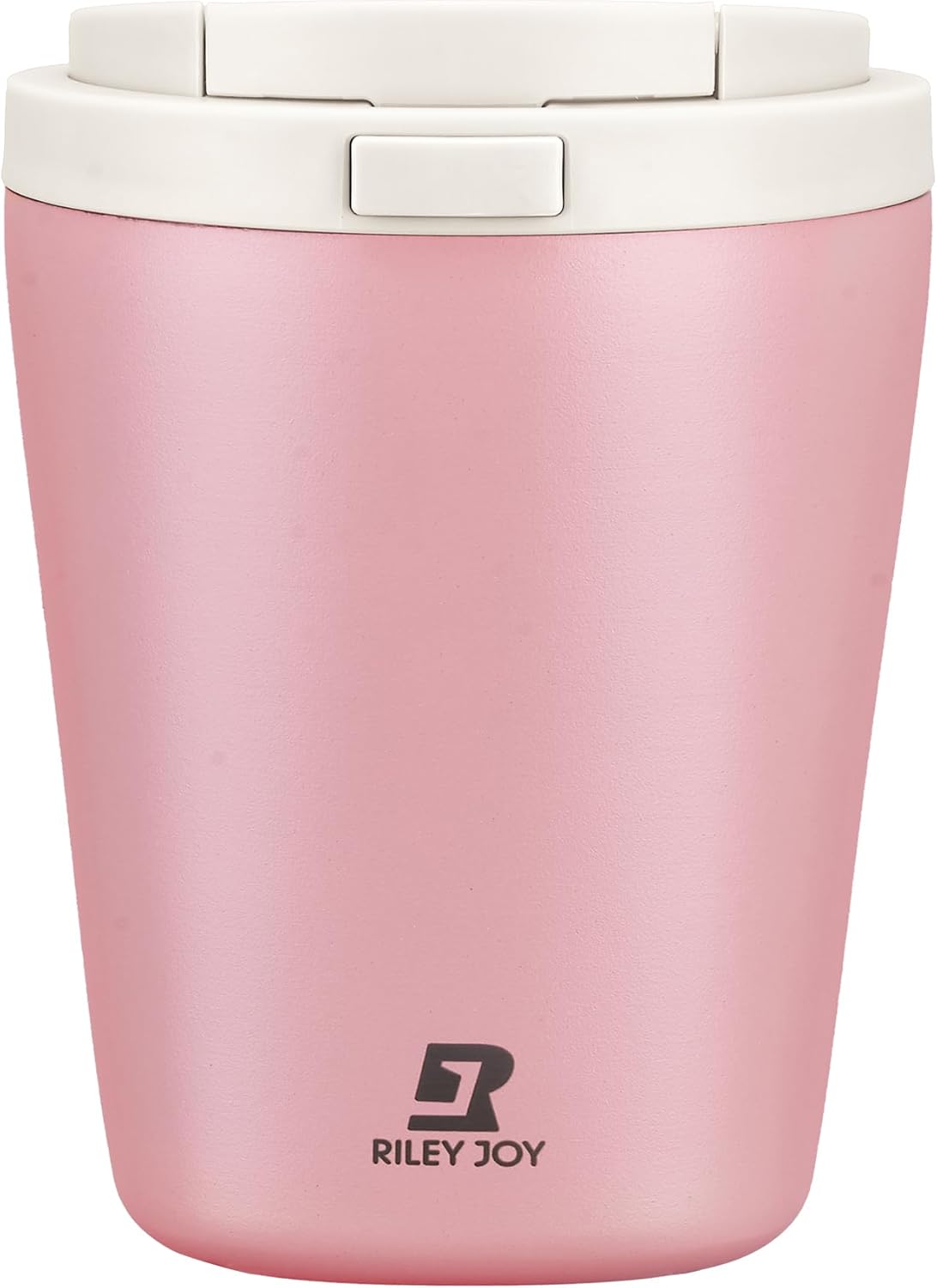Insulated Coffee Mug for Travel with One-Tap Open Lid Spill Proof Stainless Steel Coffee Tumbler Car Mug Pink White 12OZ