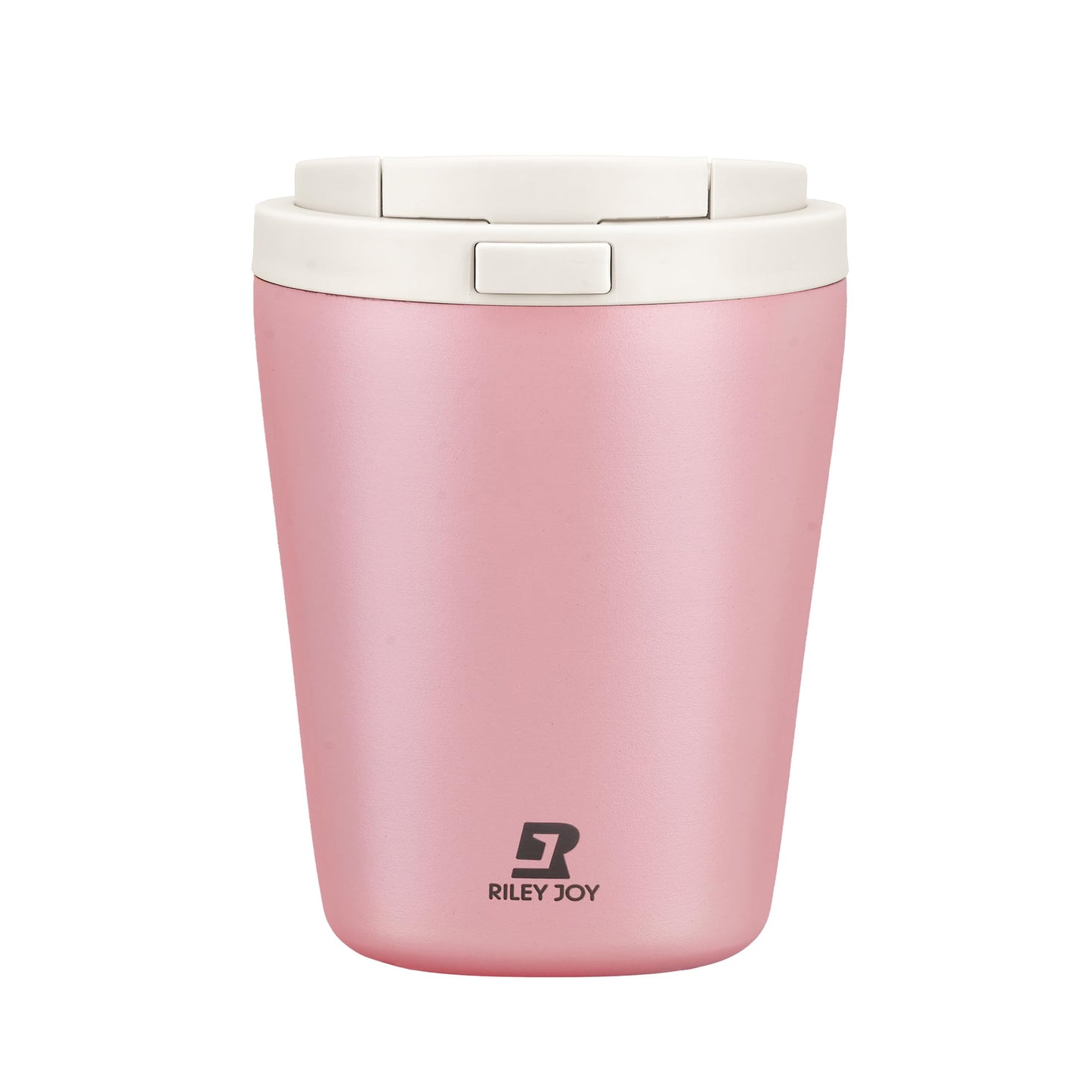 Insulated Coffee Mug for Travel with One-Tap Open Lid Spill Proof Stainless Steel Coffee Tumbler Car Mug Pink White 12OZ