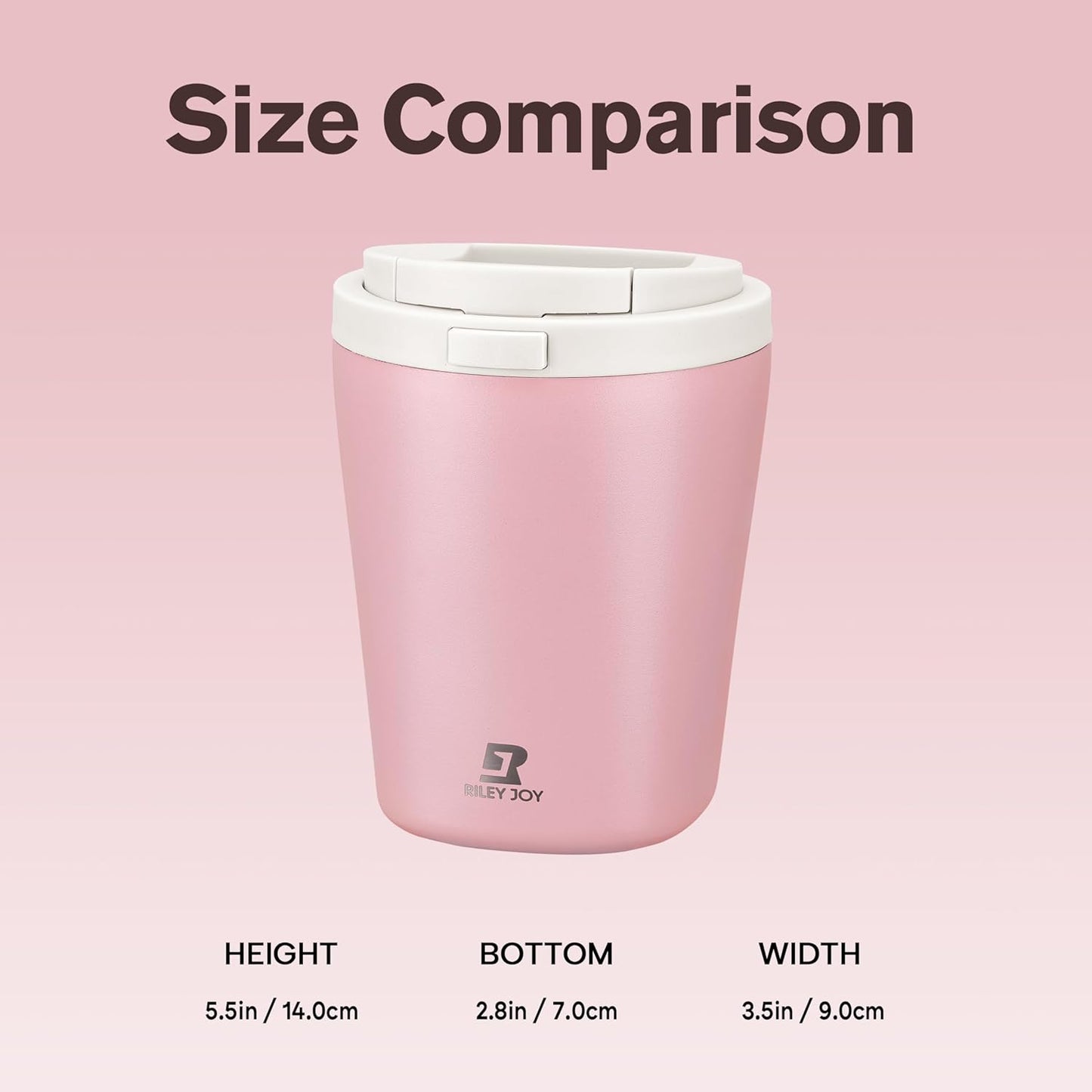Insulated Coffee Mug for Travel with One-Tap Open Lid Spill Proof Stainless Steel Coffee Tumbler Car Mug Pink White 12OZ