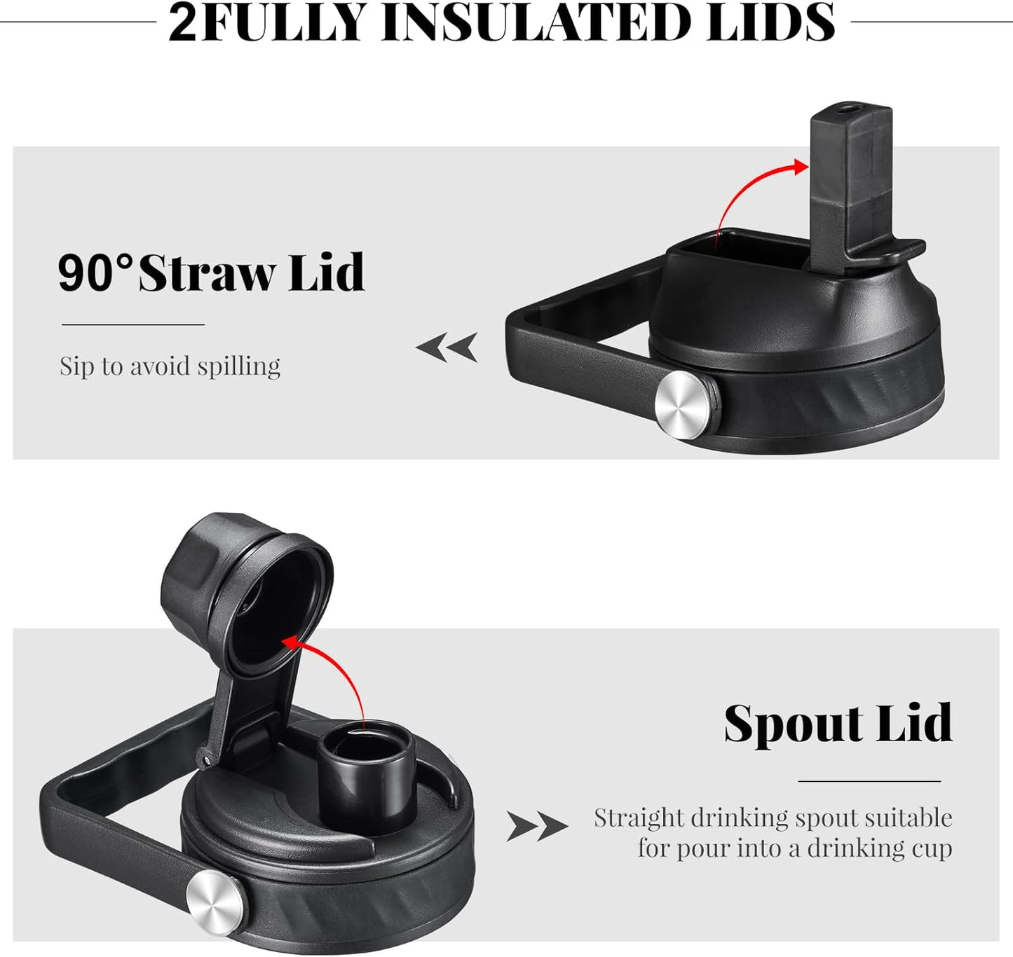 40oz Insulated Water Bottle with Straw/Spout Lids