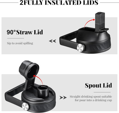 40oz Insulated Water Bottle with Straw/Spout Lids