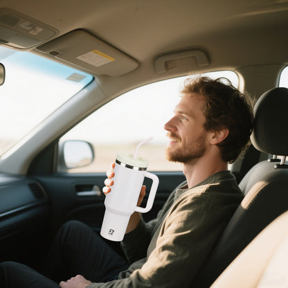 40oz Insulated Tumbler with Straw and Lid, Double-Wall Vacuum Stainless Steel Water Bottle, Keeps Drinks Hot and Cold for Hours, Travel Mug for Coffee Tea Water