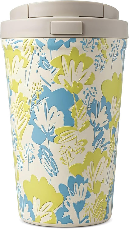 Insulated Coffee Mug for Travel Spill & Leak Proof Stainless Steel Coffee Tumbler Reusable Coffee Cup with Lid Green Blue 13OZ
