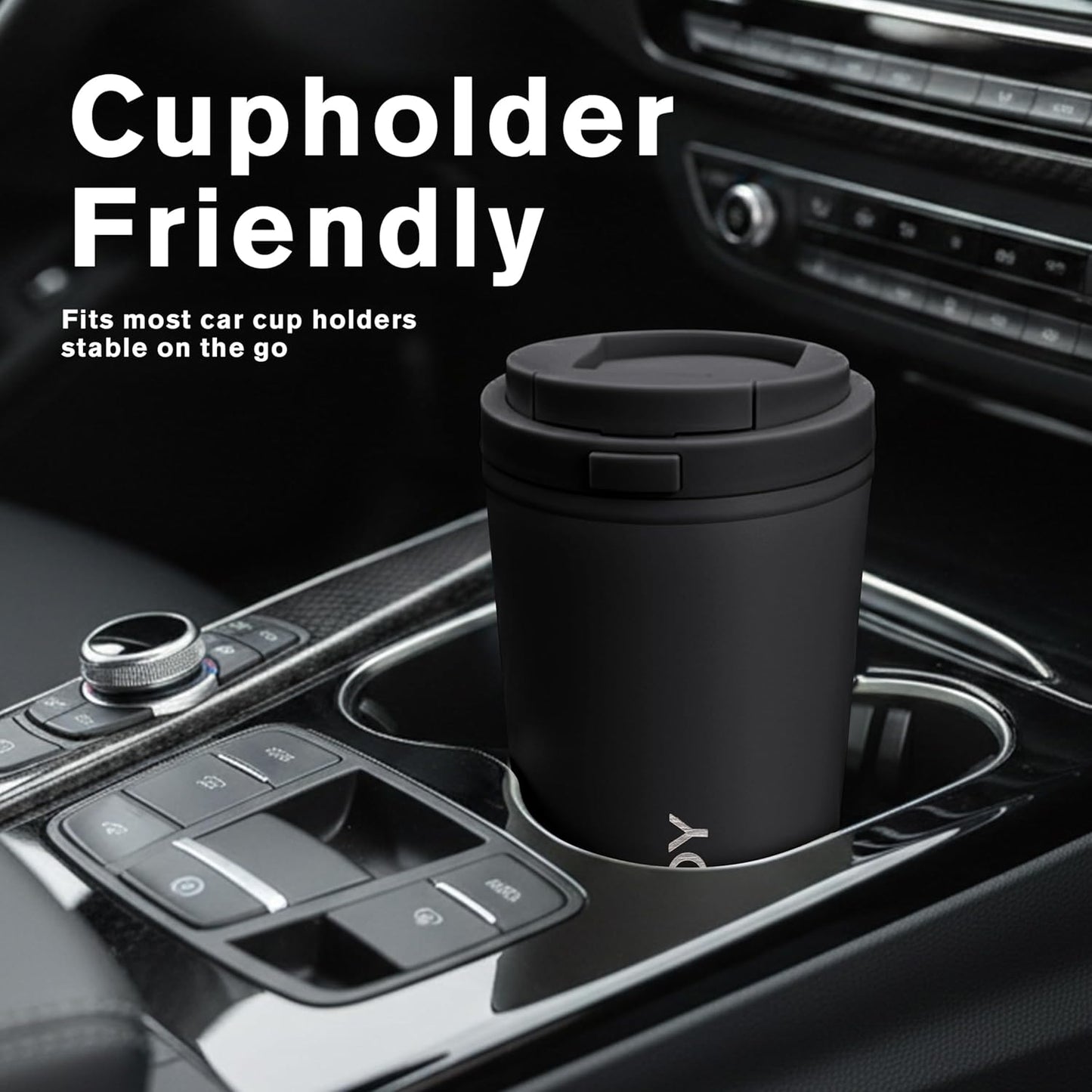 Insulated Coffee Mug for Travel Spill & Leak Proof Stainless Steel Coffee Tumbler Reusable Coffee Cup with Lid Black 13OZ