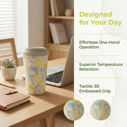 Insulated Coffee Mug for Travel Spill & Leak Proof Stainless Steel Coffee Tumbler Reusable Coffee Cup with Lid Green Blue 13OZ