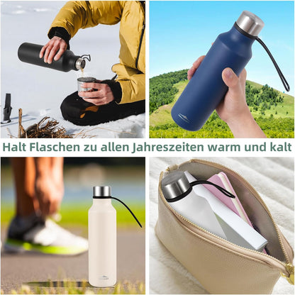 Insulated Stainless Steel Bottle Leakproof Thermal Flask 580 ml for Men Women Cream